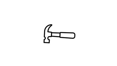 Hammer Hitting Nail Line Icon Loop Animation