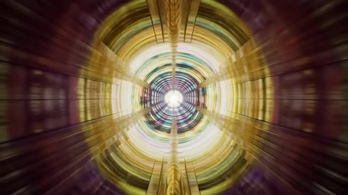 Schneller Vorwärtsgang in einen farbenfrohen abstrakten digitalen Tunnel
