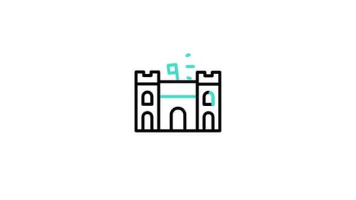 Animated Castle Line Icon in Flat Design Style