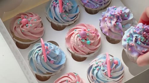 Colorful Cupcakes with Frosting and Sprinkles Perfect for Festive Celebration Freshly Baked Cupcake