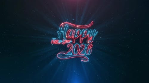 Happy New Year 2026 Greeting Banner Christmas 2026 Celebration and Firework Background