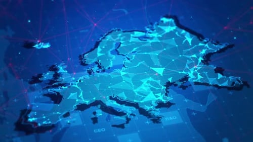 Digital Europe Map with Futuristic Global Network Animation