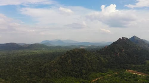 Tropical Mountain Range and Mountain Slopes with Rainforest