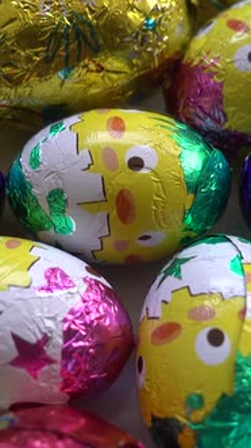 Vertical Video of Chocolate Easter Eggs