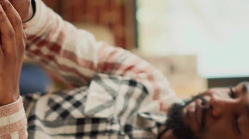 Vertical Video Young Man Typing Online Data on Company Laptop