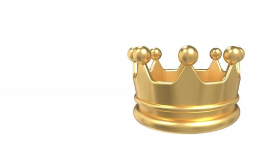 Gold crown animation. Shiny gold crown. Royal majesty symbol. Seamless and looped animation