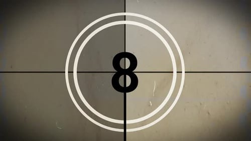 Retro Film Leader Countdown with Scratches and Grain