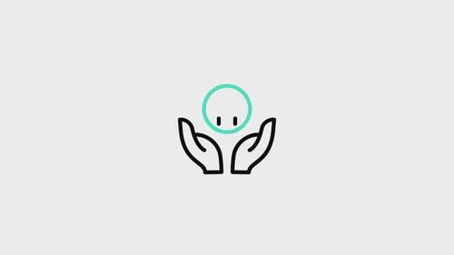 Animated Flat Design Happy Face Icon in Cupped Hands