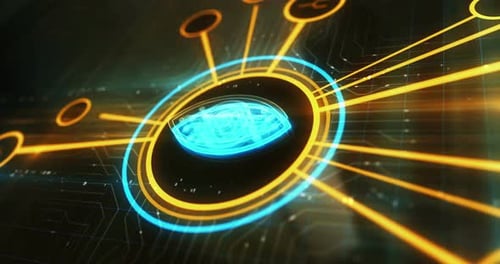 Cyber eye spying security symbol 3d digital concept