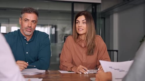 Executive Business Team People Working with Documents at Office Meeting