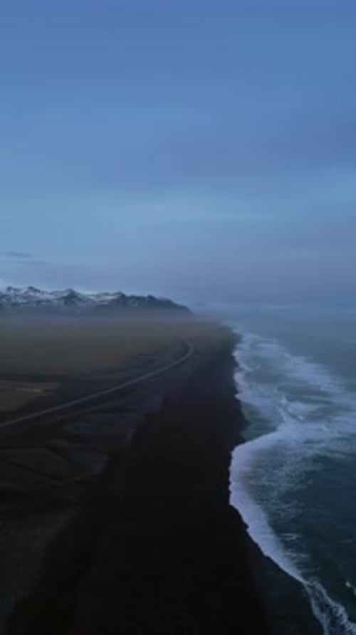 Vertical Video Aerial View of Icelandic Ocean