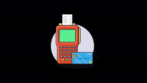 POS Machine with Bank Card. Card Payment Concept Animation Video - Transparent