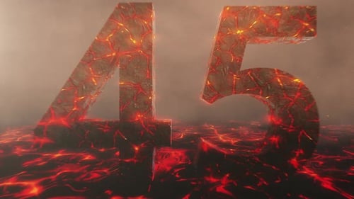 Lava Themed Hot Burning Number 45 Over a Volcanic Molten River