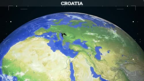 Digital Earth Globe Highlighting Countries HUD Animation