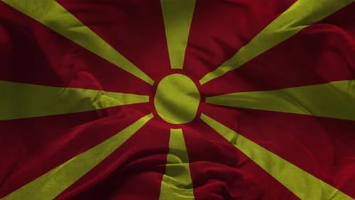 Waving Flag of North Macedonia Realistic Fabric Animation
