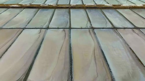 Salt Production Area - Drone View - Backwards