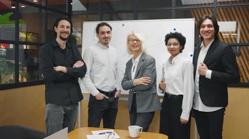 Diverse Team of Professionals Posing in Office