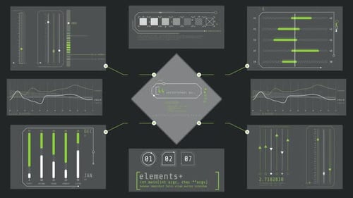 Futuristic HUD Elements Pack with Animated Data Visualizations