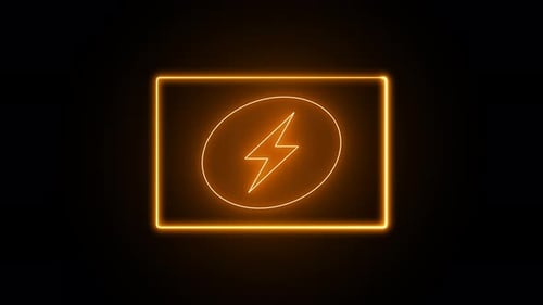 Neon Glowing Lightning Bolt and Rectangle Frame Reveal