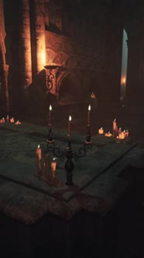 A Mysterious and Enchanting Candlelit Room in a Temple