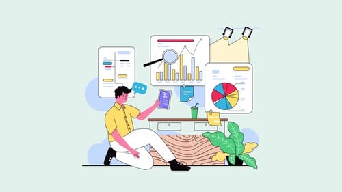 Business Studying Market Analysis Animated Scene
