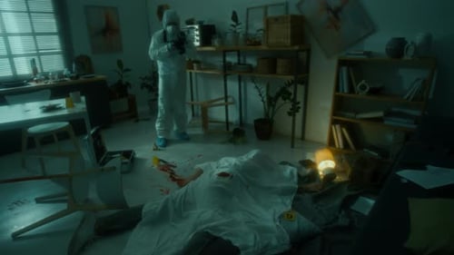 Crime Scene Investigation in Urban Apartment at Night