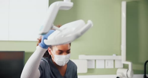 Light, start or kid with dentist for tooth extraction, cavity or gum disease in consultation