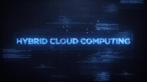 Hybrid Cloud Computing Word On Dynamic Technology Background