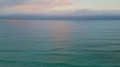 Rippling Ocean Surface Reflecting Beautiful Sunset Aerial View Marine Sunrise