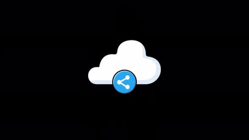 Cloud animé avec icône de partage. Vidéo sur le concept Cloud Share - Transparent