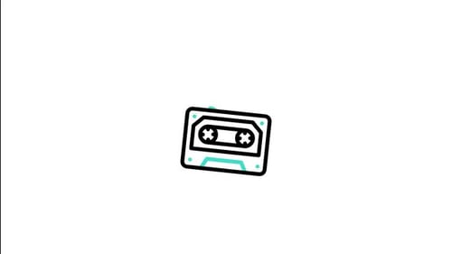Flat Design Cassette Tape Music Icon Animation