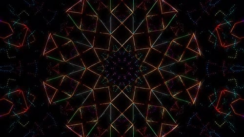 Abstract Geometric Neon Kaleidoscope Seamless Loop Background