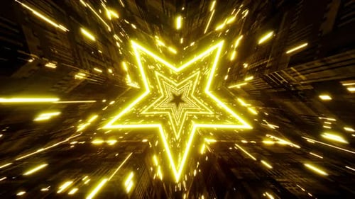 Cyber Gold Star Light Vj Background Loop