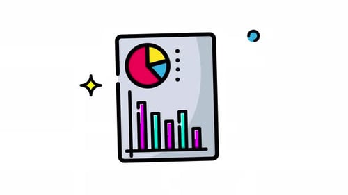 Animated Made in uk colorful pie chart and bar graph for data visualization.