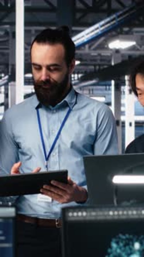 Two Colleagues Working Together Using Tablet