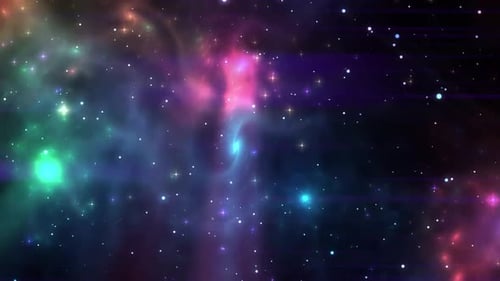 Animated Colorful Space Nebula and Twinkling Stars Background