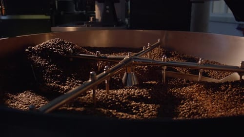 Coffee Beans being Roasted and Mixed