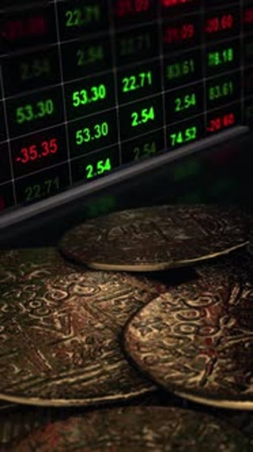 Gold Coins Financial Trading Market Background Vertical