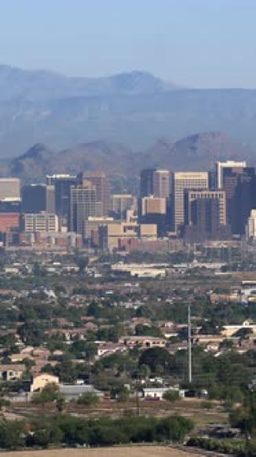 Vertical Video Downtown Phoenix Skyscrapers Pan