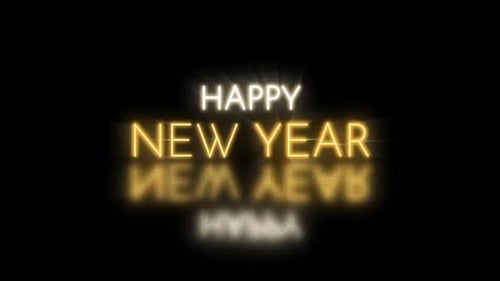 Happy New Year Neon Light Text Animation