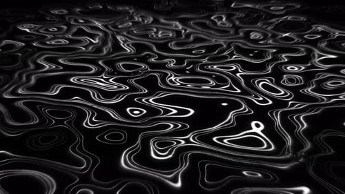 Abstract animated outline topographic contour map. Moving waves on black background. 4K