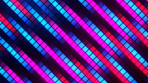 Blue Pink And Red Glowing Pixels Movement Background Vj Loop In 4K
