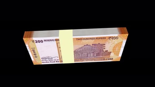 Indian Rupee Banknotes Stack Rotating 3D Animation