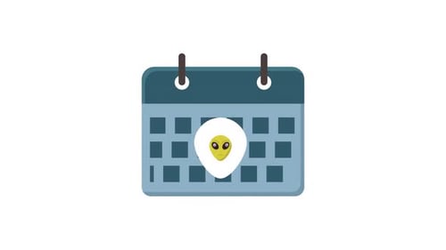Flat Design Alien Face Calendar Icon Animation