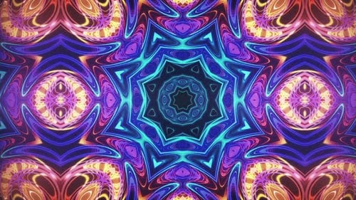 Abstract Glowing Geometric Kaleidoscope Loop