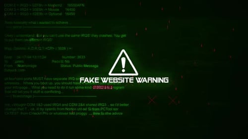 Fake Website Warning Text On Hacking Background Screen V04