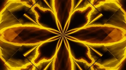 Abstract Flowing Golden Kaleidoscope Loop