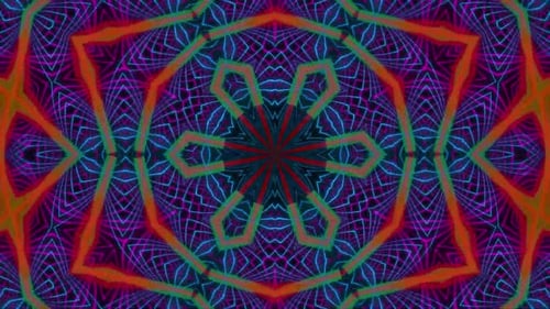 Vibrant Neon Geometric Grid Kaleidoscope Abstract Animation