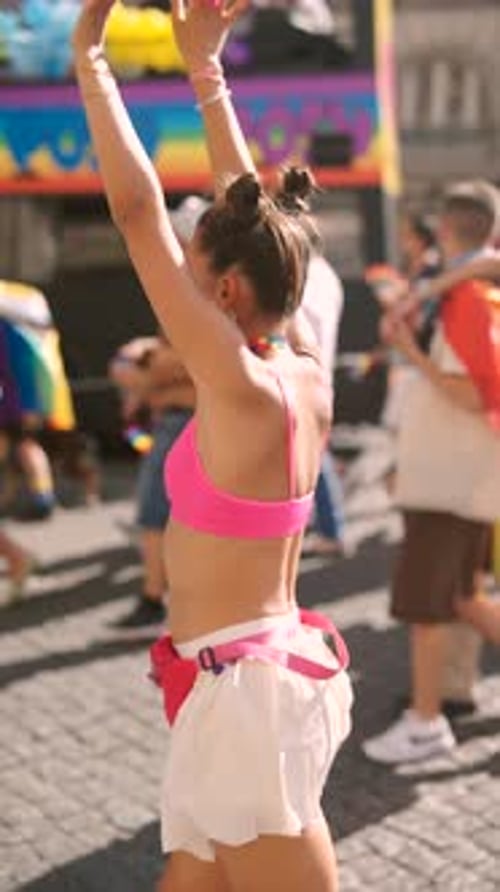 A Vibrant and Joyous Celebration at the Spectacular Pride Parade Featuring Colorful Attire