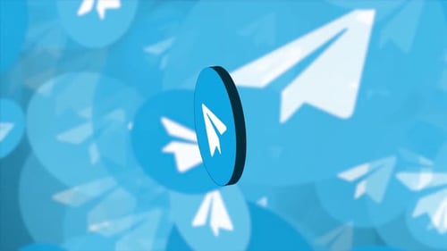 Animated Paper Airplane Icon Rotating on Blue Background